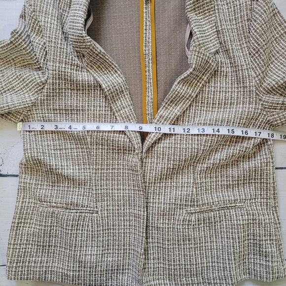Nanette Lapore Size M Brown Tweed Open Front Blazer Office Mature Neutral - Picture 6 of 8